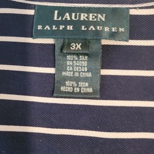 Vintage Ralph Lauren blouse.  Size 3X.  Navy blue with creme stripes. Used.